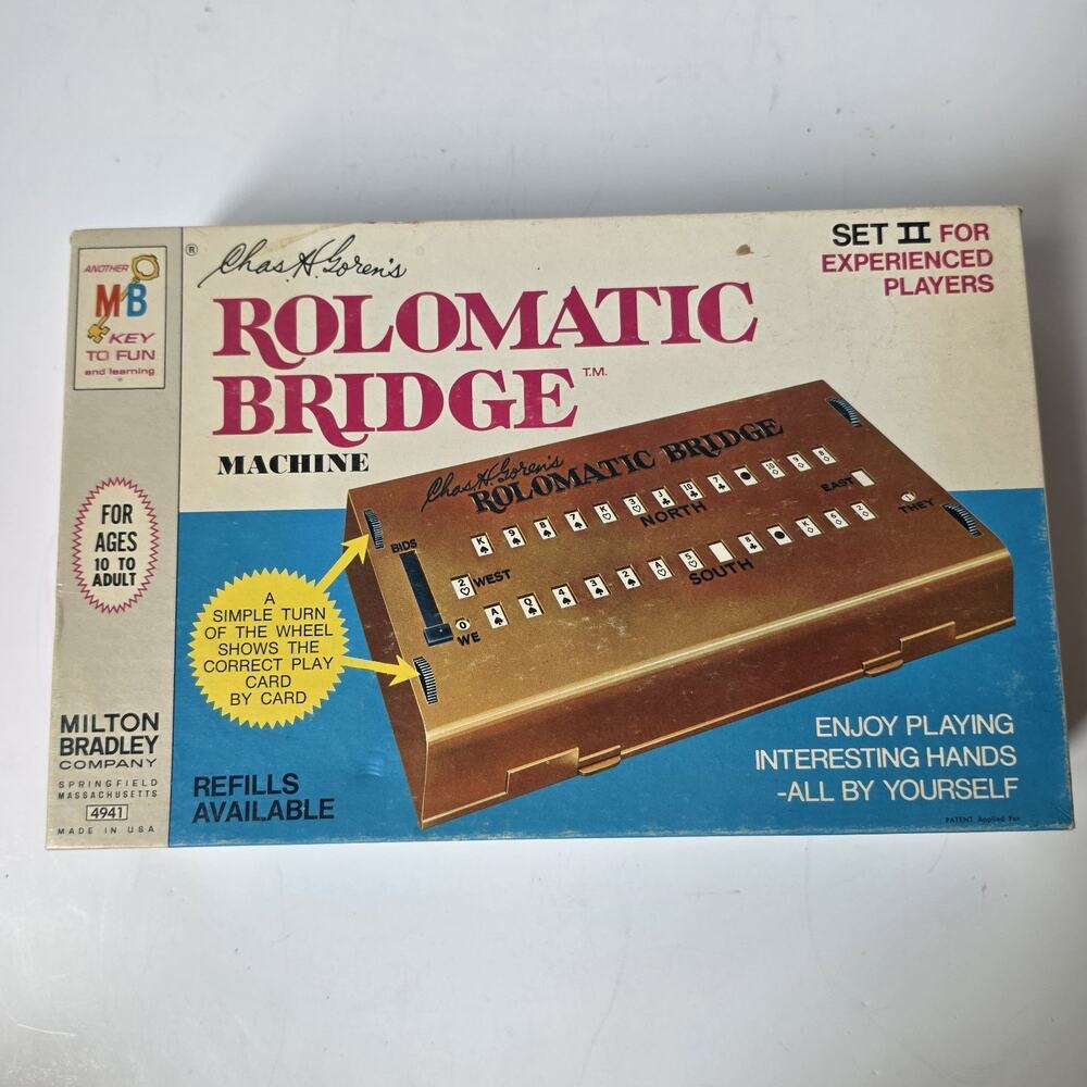 Rolomatic Bridge Machine Game Set 2 Experienced Players Milton Bradley 4941 Vtg